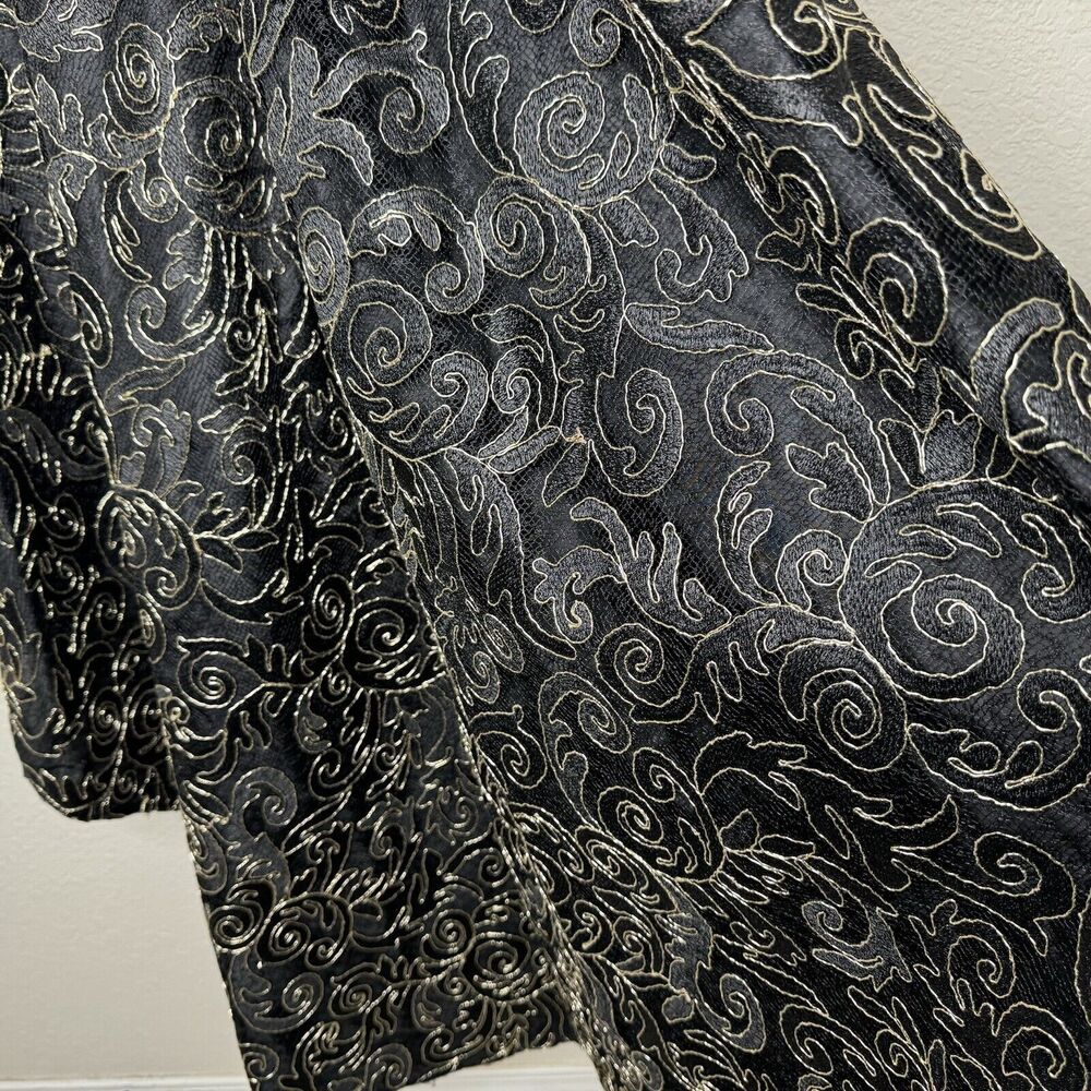 Calvin Klein Dress Gown Sz 4 Black Gold Sequins High Low Sleeveless Deep V Lined - Picture 9 of 11